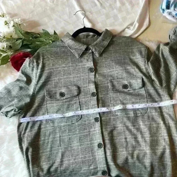 Max Studio 2X Shirt Jacket Plaid buttons pockets - Picture 8 of 12